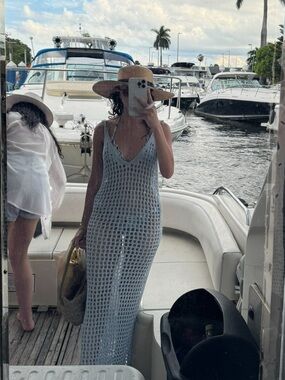 Light Blue Sparkle Crochet Cover Up